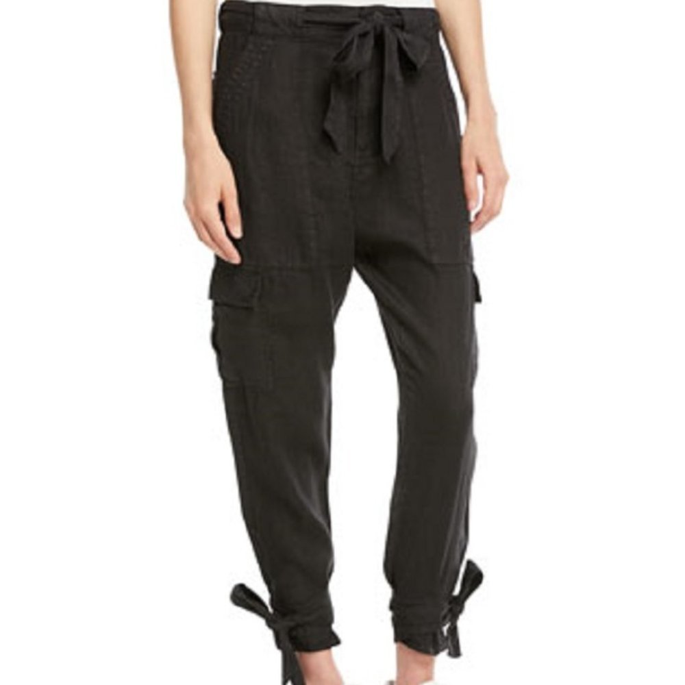 Joie Black Tie-Waist Cargo Trousers